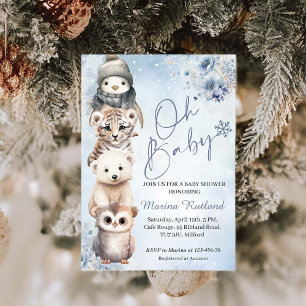 Invitation Animaux boisés Oh Baby Baby shower d'hiver