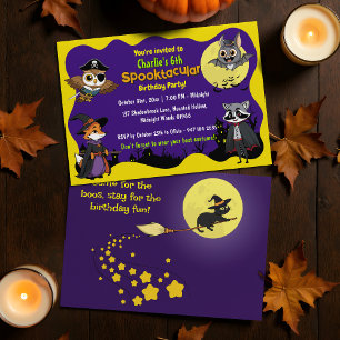 Invitation Animaux boisés Spooktaculaires en costume Annivers