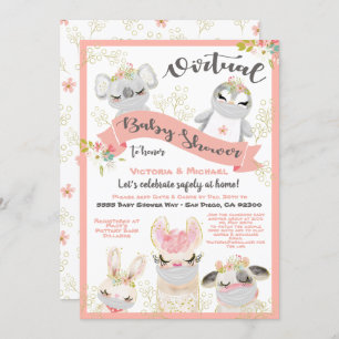 Invitation Animaux de Baby shower virtuel avec masques