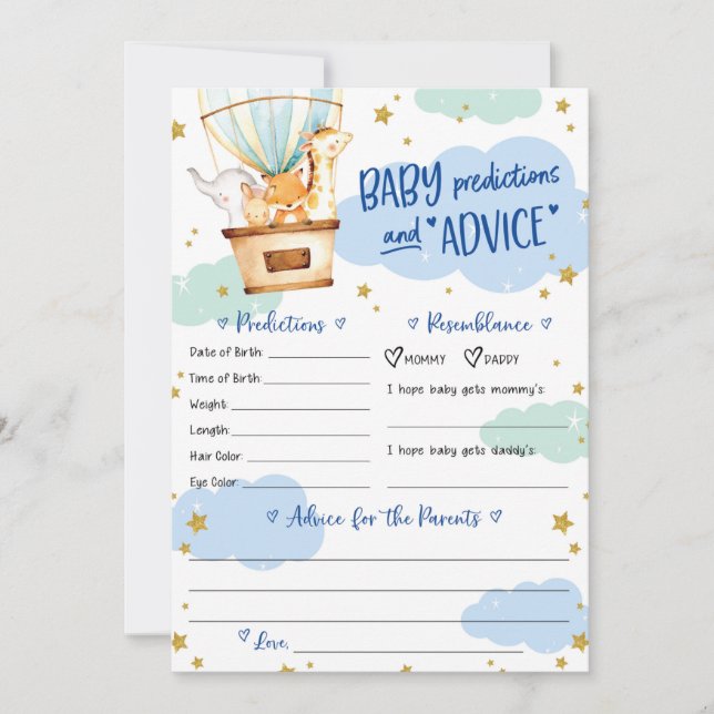 Invitation Animaux de ballon à air chaud (Devant)