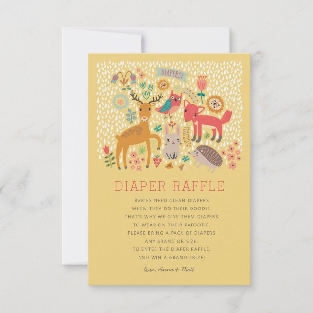 Invitation Animaux de bois Baby shower Déchets Raffle (Devant)