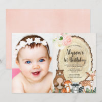 Animaux de bois rustique floral rose verdure fille
