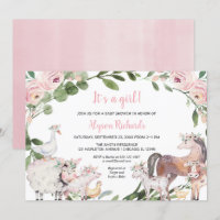 Animaux de ferme aquarelle florale fille baby show
