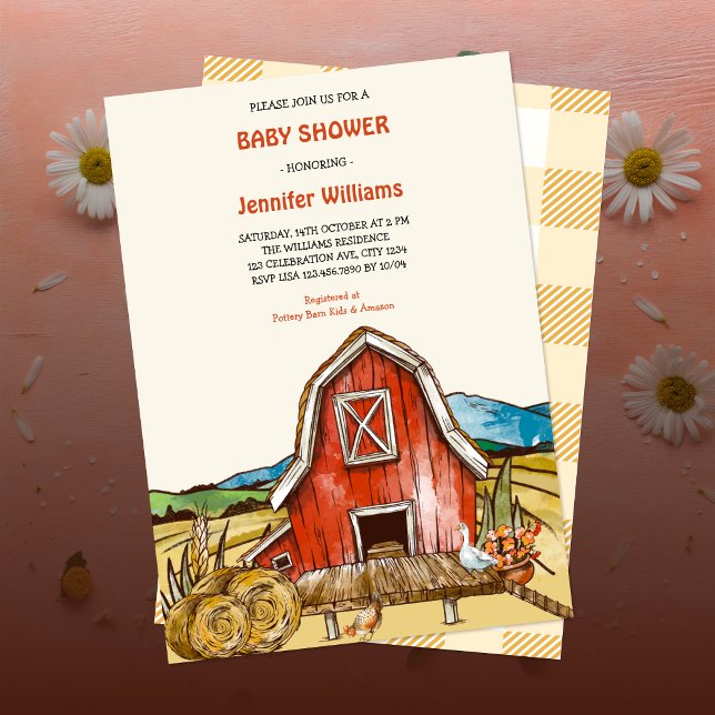 Invitation Animaux de ferme Baby shower Barnyard (Créateur téléchargé)