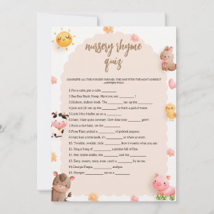 Invitation Animaux de ferme Baby shower bébé allaitante rime 