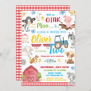 Invitation Animaux de ferme Barnyard 2e anniversaire Turner d