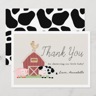 Invitation Animaux de ferme Barnyard Baby shower beige