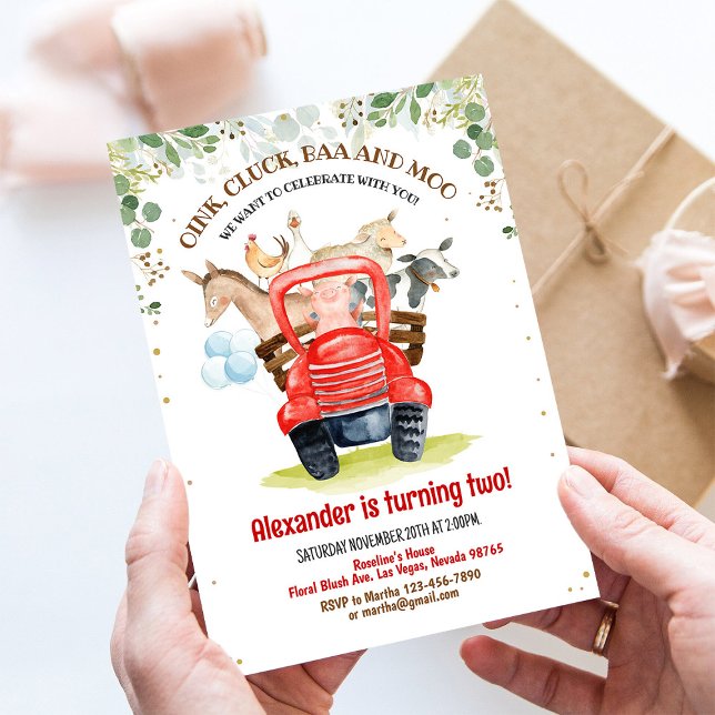 Invitation Animaux de ferme Barnyard Boy Barn Party Ferme Ann (Créateur téléchargé)