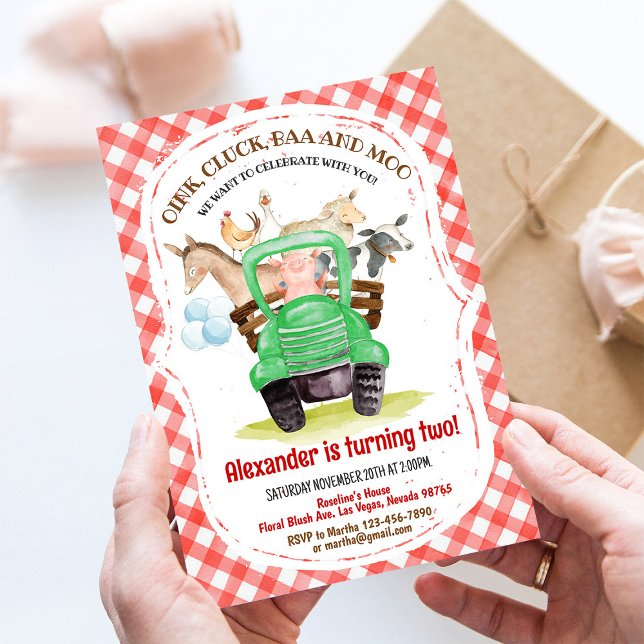 Invitation Animaux de ferme Barnyard Boy Barn Party Ferme Ann (Créateur téléchargé)