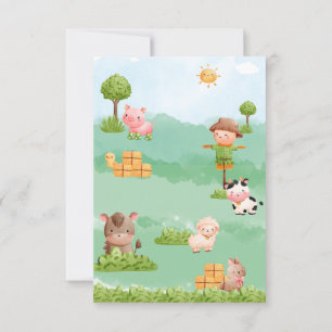 Invitation Animaux de ferme Barnyard Red Tractor Anniversaire
