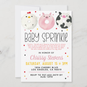 Invitation Animaux de ferme Donut Baby Sprinkw Shower Invitat
