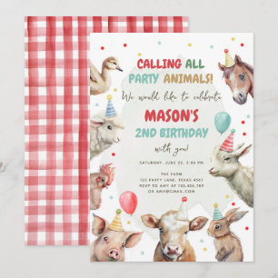 Invitation Animaux De Ferme Garçon Appelant Animaux De Fête A