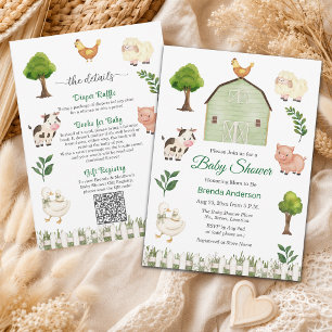 Invitation Animaux de Ferme Mignons Fête de Naissance Combiné