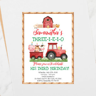 Invitation Animaux de ferme Red Boy Barnyard fête d'anniversa