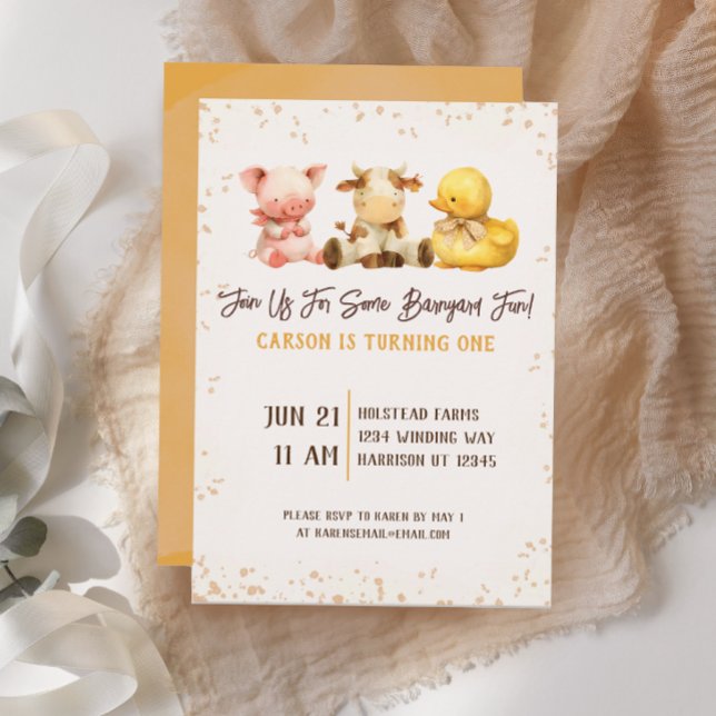Invitation Animaux de ferme rustiques Barnyard premier annive (Créateur téléchargé)