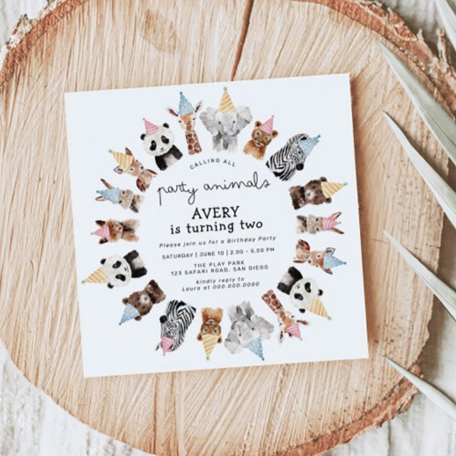 Invitation Animaux de fête Anniversaire (Créateur téléchargé)