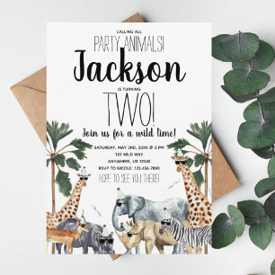 Invitation Animaux de fête Anniversaire