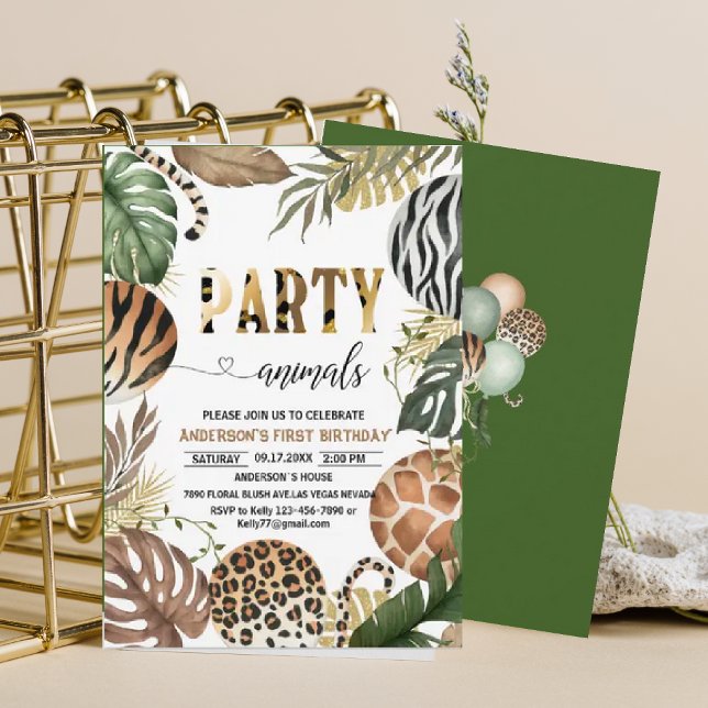 Invitation Animaux de fête Anniversaire Empreinte de léopard  (Créateur téléchargé)