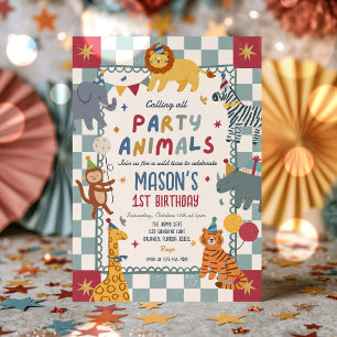 Invitation Animaux de fête Anniversaire Garçon Fantaisie Safa