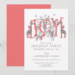 Invitation Animaux de Fête de Noël JOY