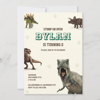 Invitation Animaux de fête dinosaures Anniversaire Enfants