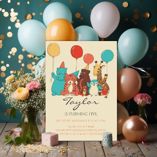 Invitation Animaux de fête Élégant Anniversaire Contemporain