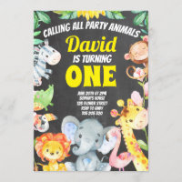 Animaux de fête Garçon Anniversaire Safari Chalkbo