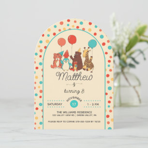 Invitation Animaux de fête mignons et fête d'anniversaire à p
