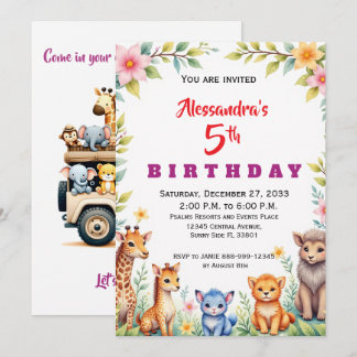 Invitation Animaux de fête modernes Safari jungle