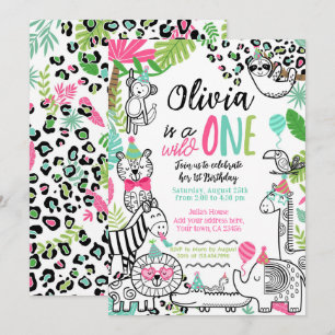 Invitation Animaux de fête, Safari Jungle 1er anniversaire