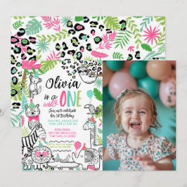 Invitation Animaux de fête, Safari Jungle 1er anniversaire