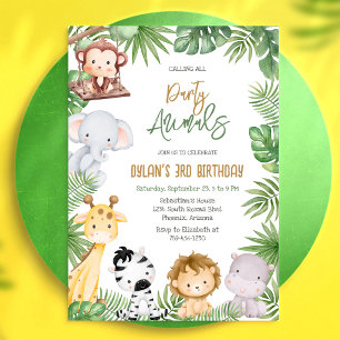 Invitation Animaux de Fête Safari Jungle Zoo Anniversaire Enf