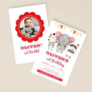 Invitation Animaux de fête sauvage Photo Anniversaire de enfa