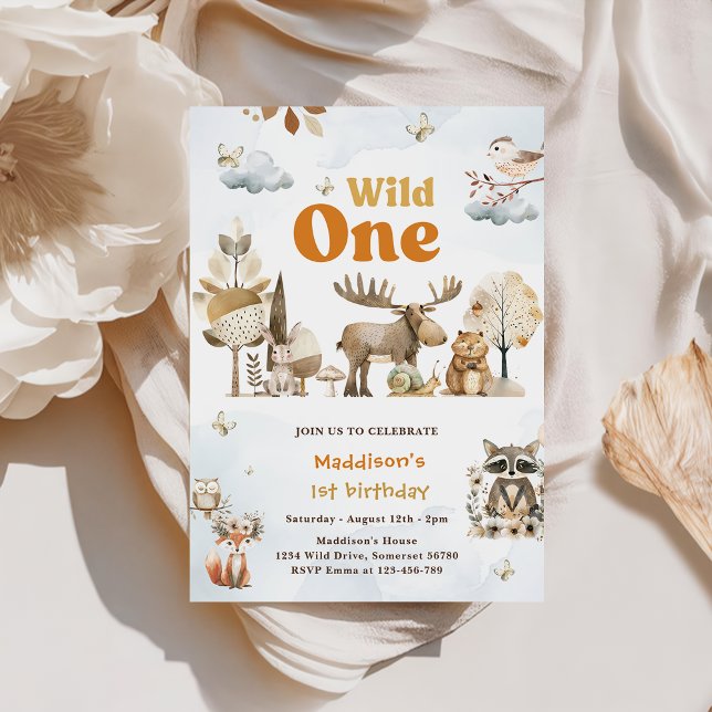 Invitation Animaux de forêt 1er anniversaire (Créateur téléchargé)