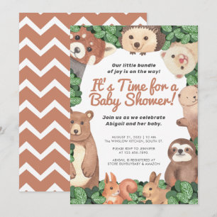 Invitation Animaux de forêt /w ours & Baby shower Brown pares