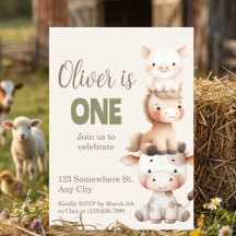 Animaux de la Ferme 1er Anniversaire Bébé Garçon d