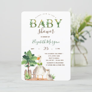 Invitation Animaux de la Ferme à l'Aquarelle Baby Shower Cana