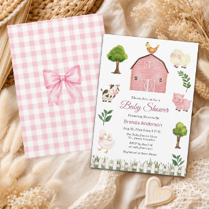Invitation Animaux de la ferme à l'aquarelle Baby Shower de l