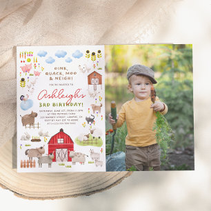 Invitation Animaux de la Ferme Fête d'Anniversaire de la Cour