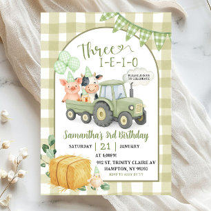 Invitation Animaux de la ferme verte Trois-i-e-i-o 3ème anniv