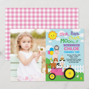 Invitation Animaux de la ferme Vieux MacDonald Fille Annivers