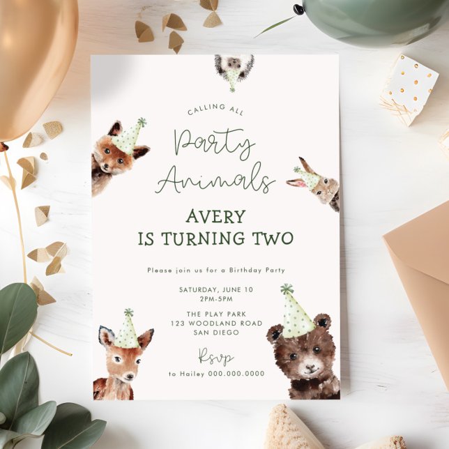 Invitation Animaux de la fête des bois (Créateur téléchargé)