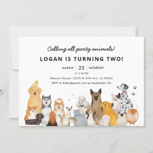 Invitation Animaux de la fête du Chien Chien Chien Chien Chie