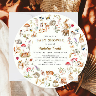 Invitation Animaux de la Forêt à l'Aquarelle Baby Shower