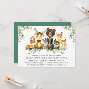 Invitation Animaux de la forêt à l'aquarelle pour un premier