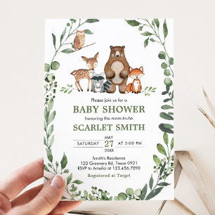 Invitation Animaux de la forêt Baby Shower 