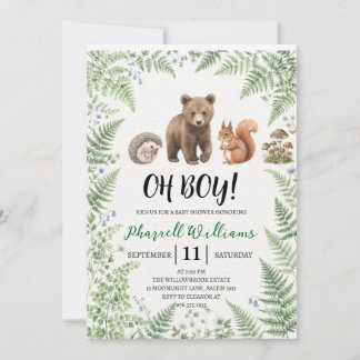 Invitation Animaux de la forêt de boisland bébé shower