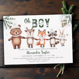 Invitation Animaux de la forêt en hiver pour une Baby Shower