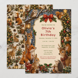 Invitation Animaux de la forêt Noël Anniversaire