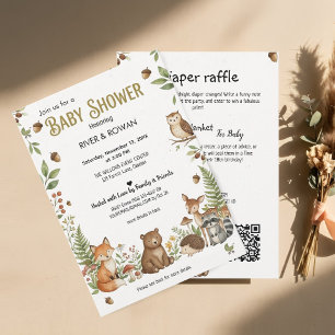 Invitation Animaux de la Forêt   Tout en Un pour Baby Shower 